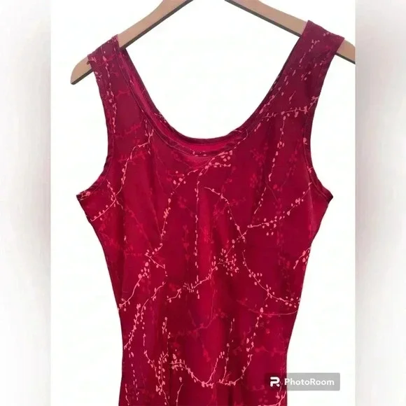 Red maxi dress tank style sleeveless lined sz 14 lined - Picture 3 of 11